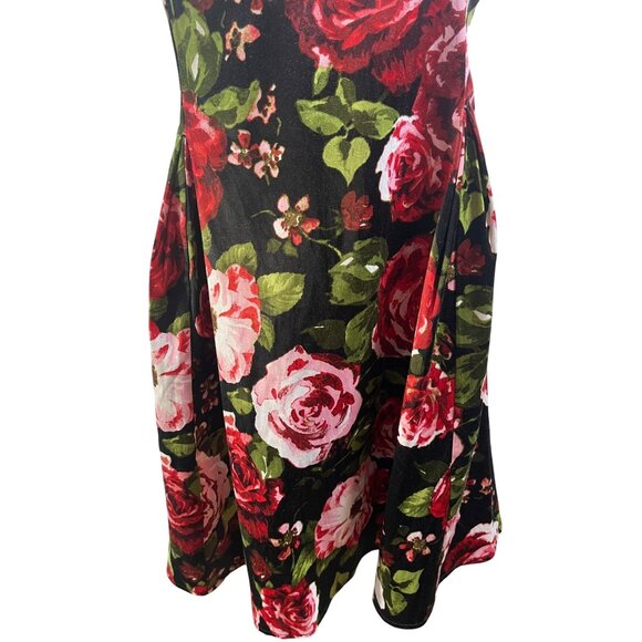 Forever 21 Strapless Dress Sz L Retro Rockabilly Pin Up Floral Y2K Glam Prom - Picture 3 of 8